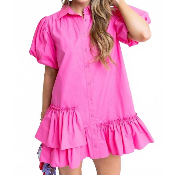 KARLIE Dresses & Skirts - NEW KARLIE ruffle hem mini dress in pink